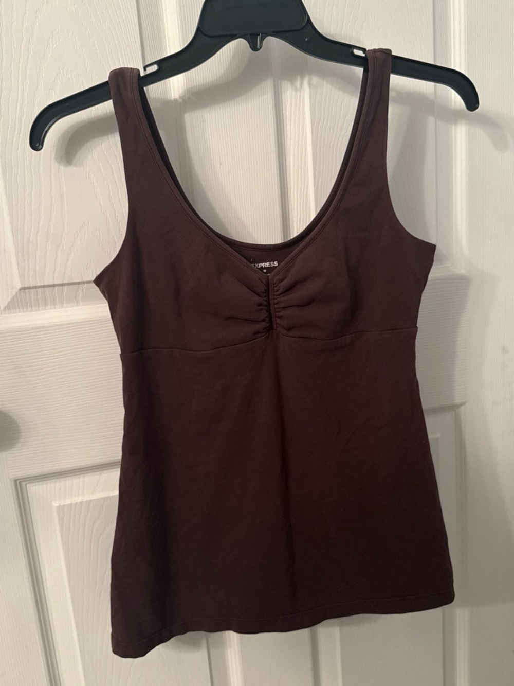 Express Brown Ruched Front Tank Top